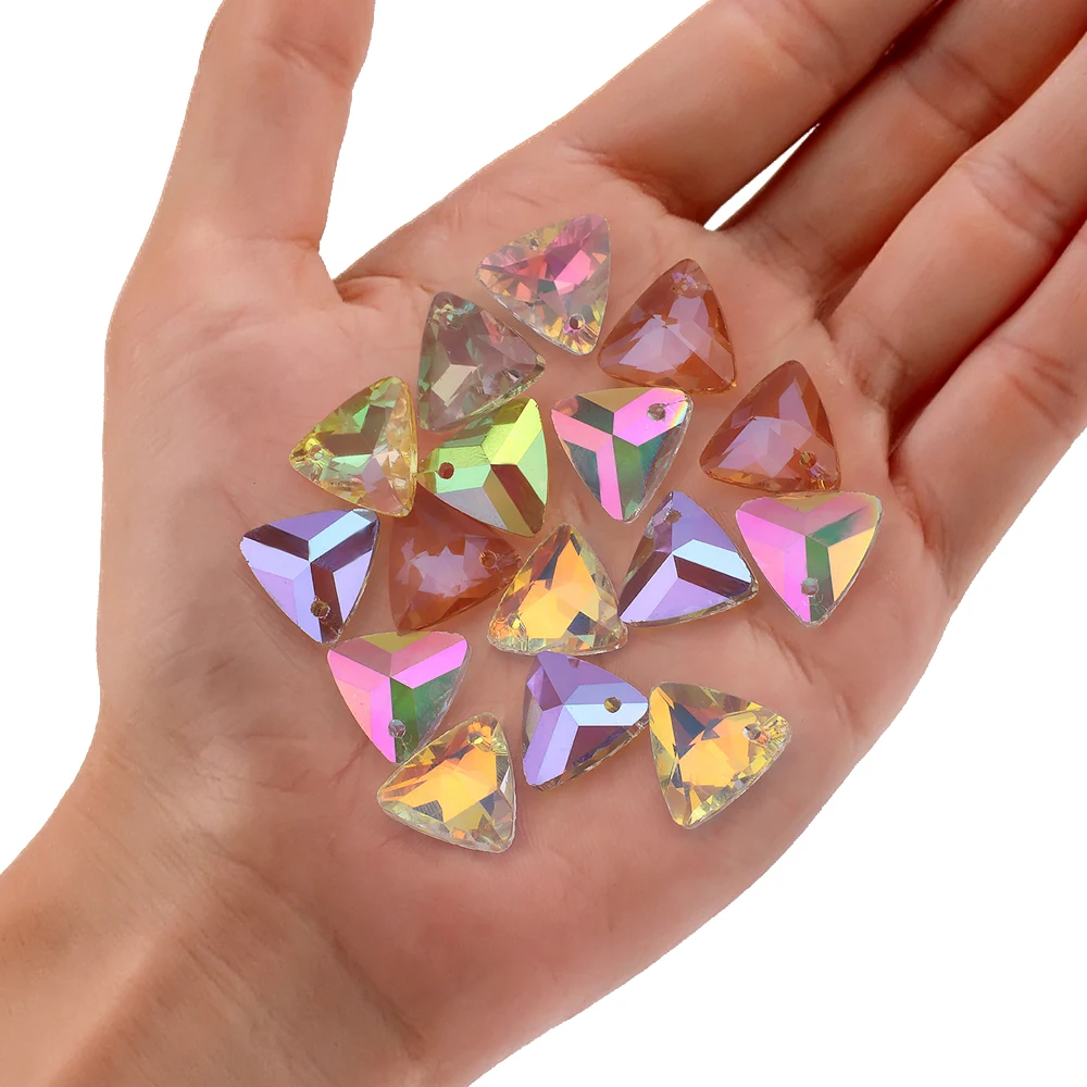 10 Stück 14 mm österreichische Kristall-Dreieck-lose Perlen, geometrische Strass-Anhänger für Schmuckherstellung, Charms, Ohrringe, Halskette