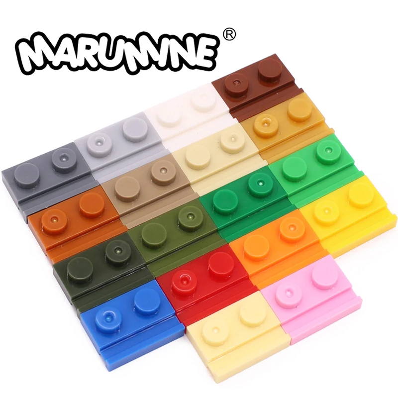 Marumine 50PCS Modified Plate 1x2 with Door Rail Idea MOC Brick 32028 Compatible Assembles Particles DIY Building Blocks Part