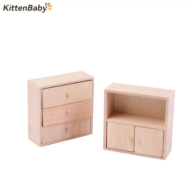 1Pcs Dollhouse Miniature Wood Display Cupboard Cabinet Showcase Doll House Decor Cabinet Model Chest Cupboard Shelf