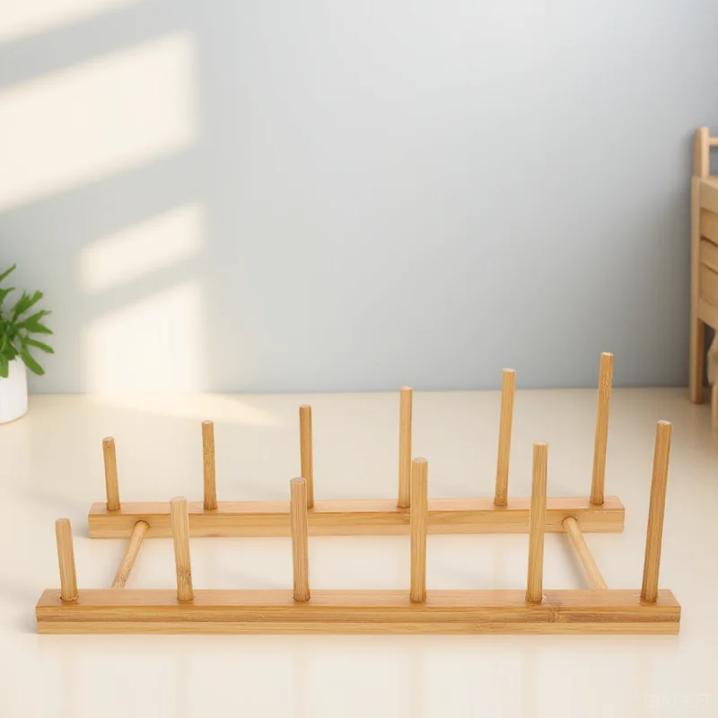 

Bamboo Kitchen Drain Dish Plate Holder Cup Shelf Organizer Dishes Draining Dishwasher Accessories Bowl Storage Shelf Kitchen