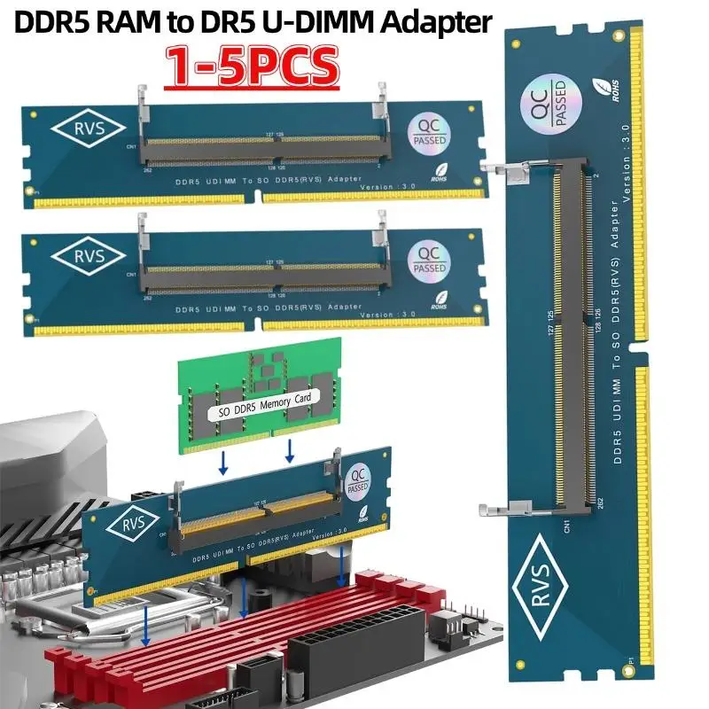 

Тестер памяти Конвертер для ноутбука SO DDR5 RAM в настольный DDR5 U-DIMM Адаптер памяти SO-DIMM в ПК Настольный DIMM Riser Card Расширение