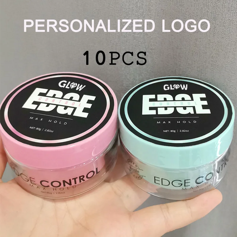 Gel de Control de bordes de sujeción fuerte, logotipo personalizado, fórmula de Control de bordes de pelos de bebé de larga duración para cabello rizado, 10 Uds.
