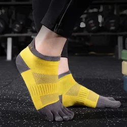 Soft Anti-slip Men Women Sweat Absorbing Split Toe Socks Short Tube Socks Five-Finger Socks Sport Hosiery