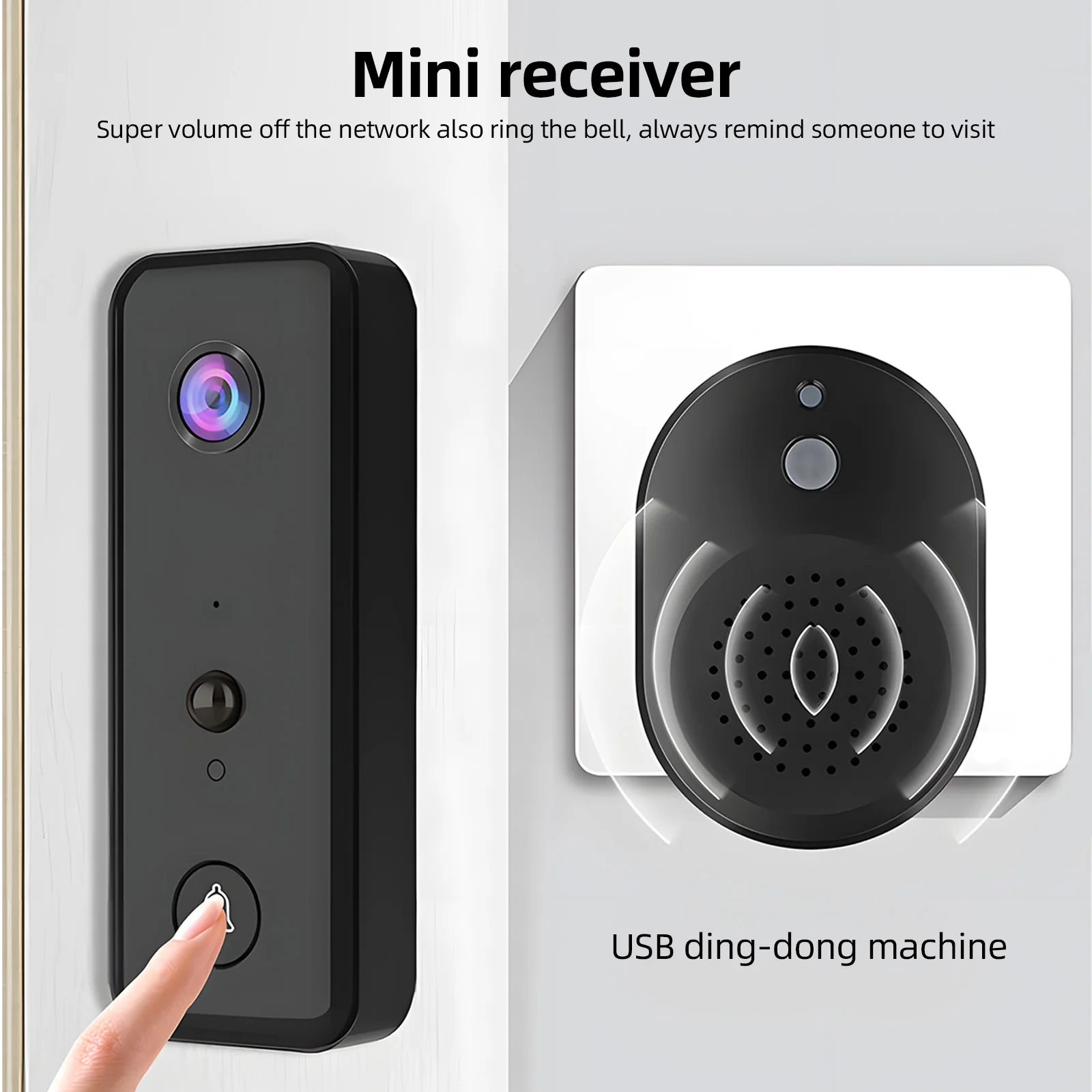 Video Doorbell Camera Wireless with Chime Ringer Battery Powered Smart AI PIR Human Detection IP65 Waterproof 2.4G WiFi 2-Way