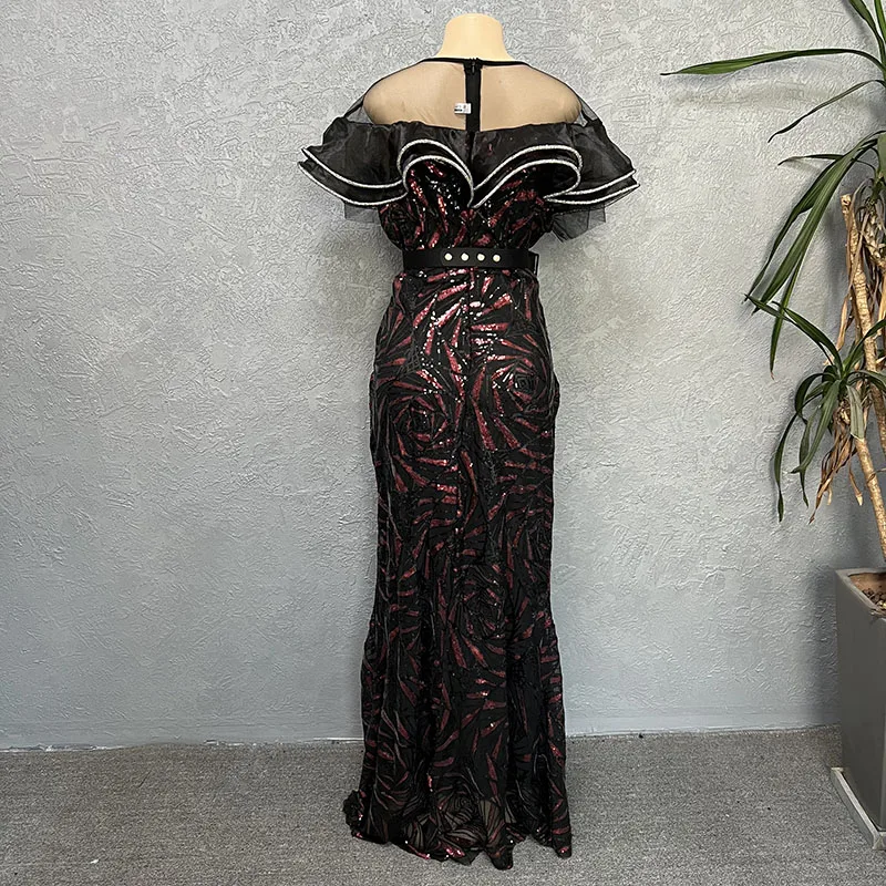 New African Luxury Sequin Dresses Women Sexy Hip Wrap Mermaid Wedding Party  Evening Dress Ruched Splice Fashion Elegant Gown - AliExpress 200000345