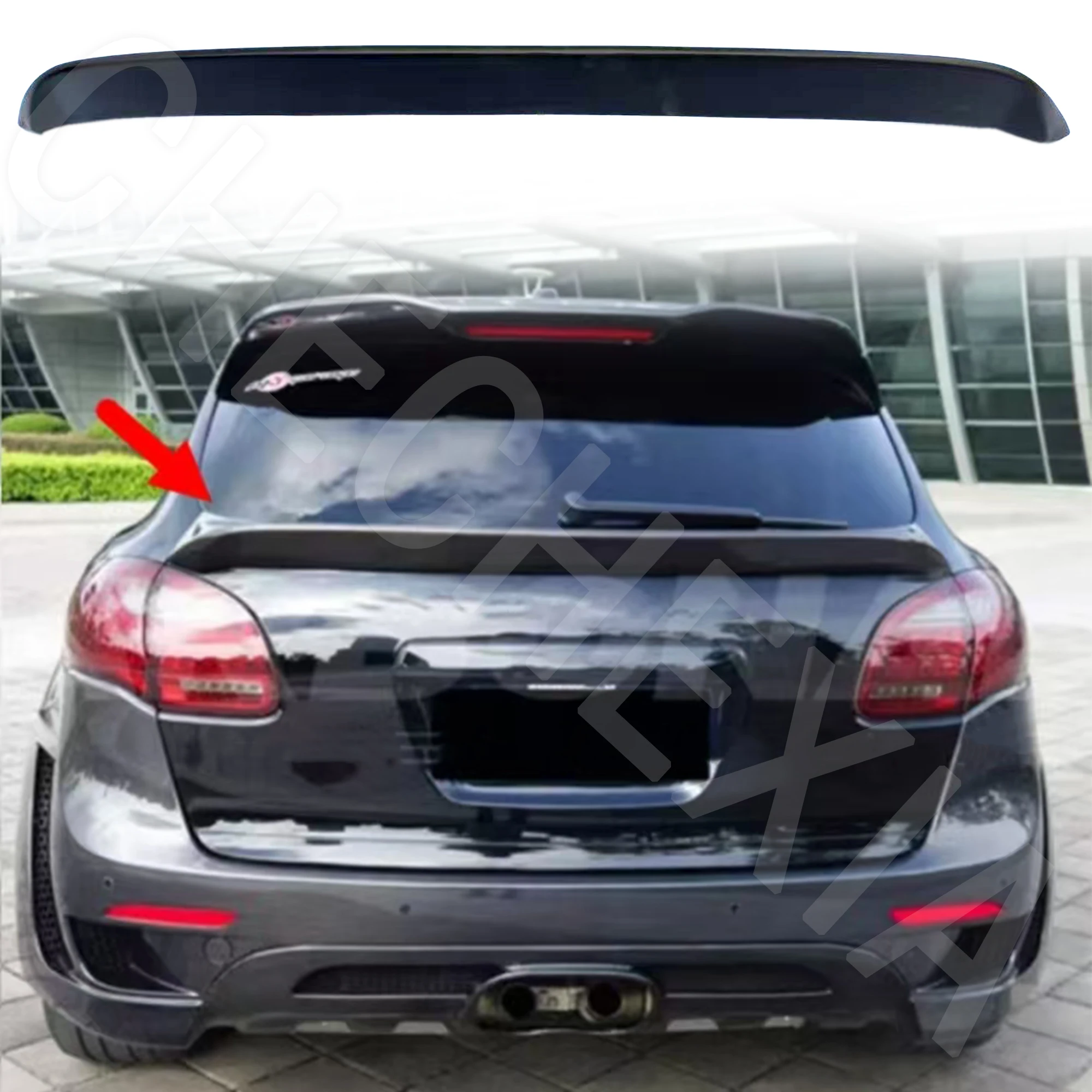 

For 2011 2012 2013 2014 Porsche Cayenne 958 True Carbon Fiber /FRP Black Middle Wing Rear Wing Luggage Lip Top Spoiler