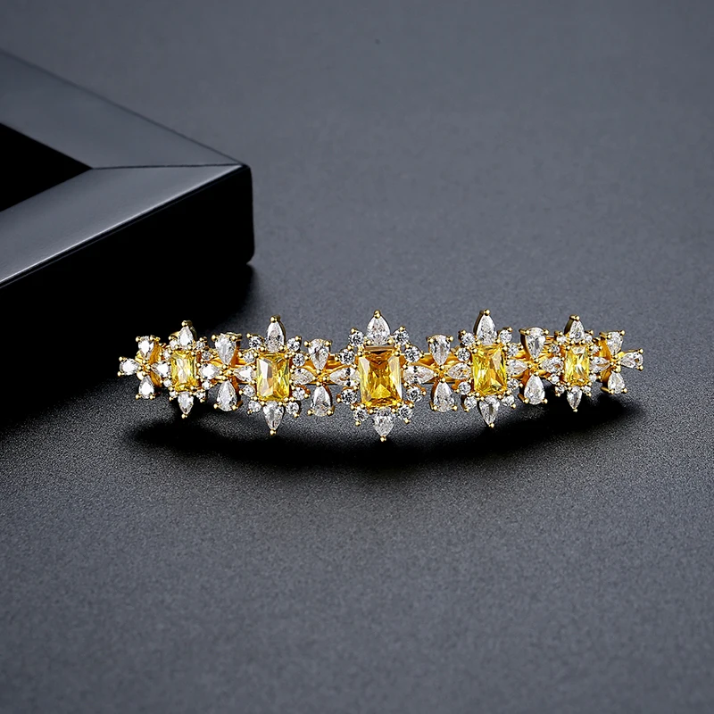 LUOTEEMI New fashion Cubic Zirconia high quality Hair Barrette for Women  elegant girl hair Jewelry Brilliant Accessories