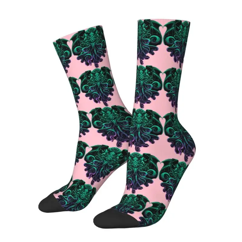 Custom Cool H.P. Lovecraft Cthulhu Men Women Crew Socks Unisex Cool 3D Printed The Old God of R'lyeh Dress Socks