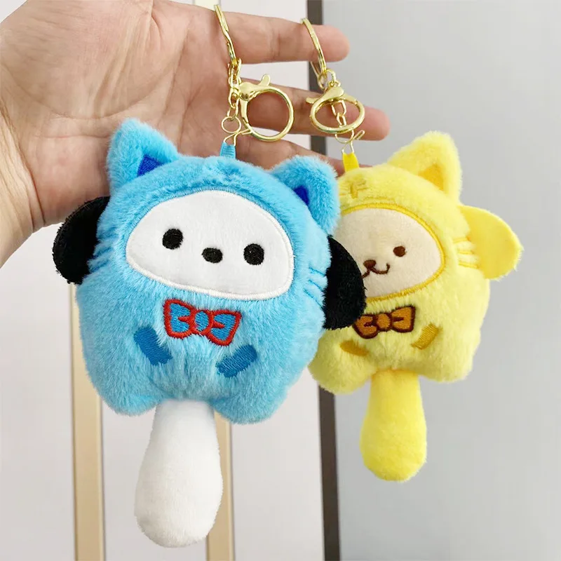 

Anime Sanrio Hello Kitty Cinnamoroll Plush Keychain Melody Kuromi Stuffed School Bag Decoration Doll Christmas Halloween Gifts