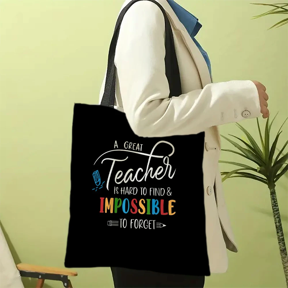 Teacher thank you gift teacher handbag, canvas grocery bag with pocket, suitable for Teachers\' Day and Christmas