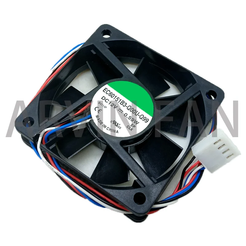 1pcs Original For 12V 0.59W Silent Fan 6015 60mm 60*60*15mm EC60151B3-Q00U-Q99 4-pin Pwm Axial Fan