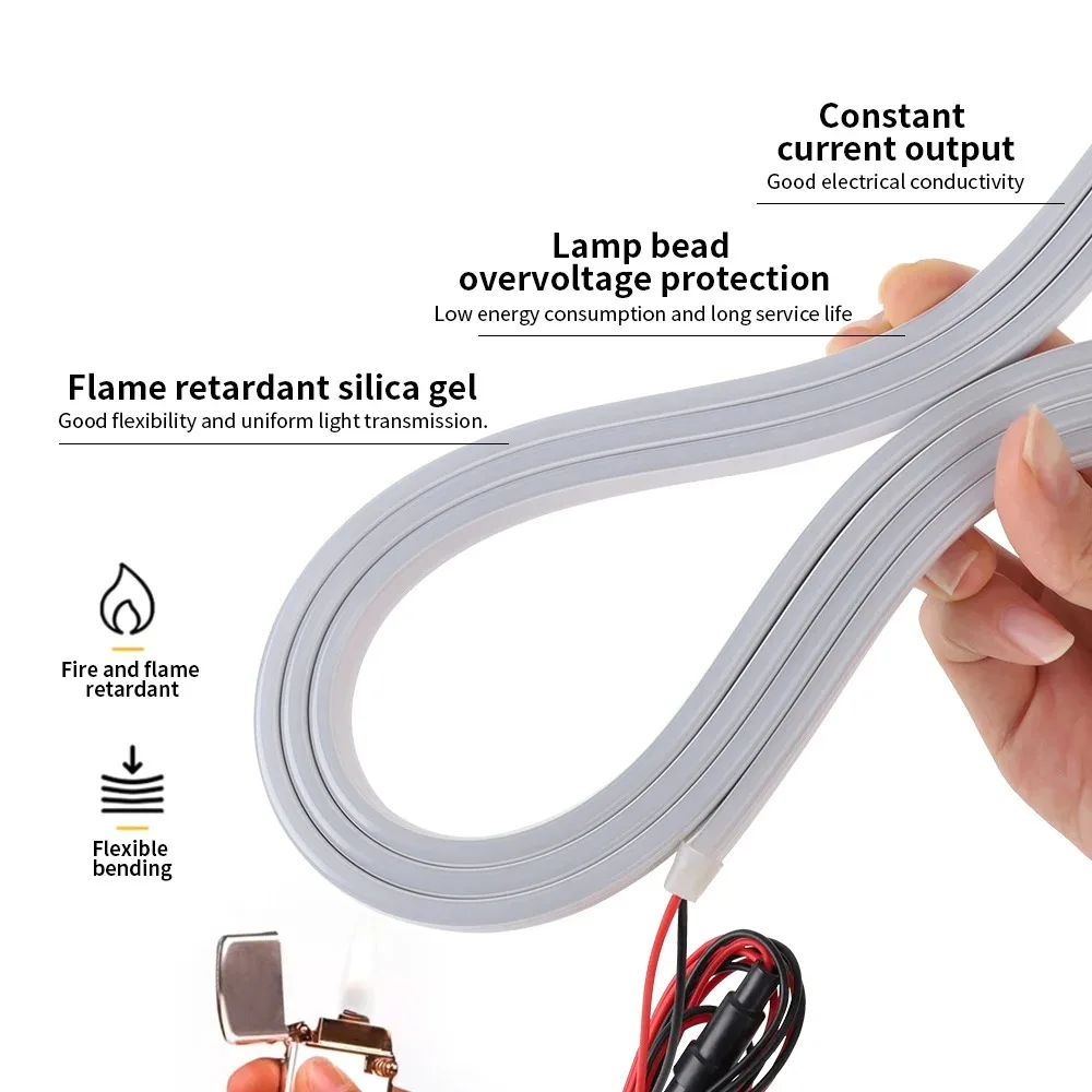 سيارة عالية السطوع جذع الإضاءة الضوء المحيط 2/4 متر الديكور الداخلي LED الأسلاك الحرة الاستشعار التلقائي الباب الخلفي شرائط مصباح #4