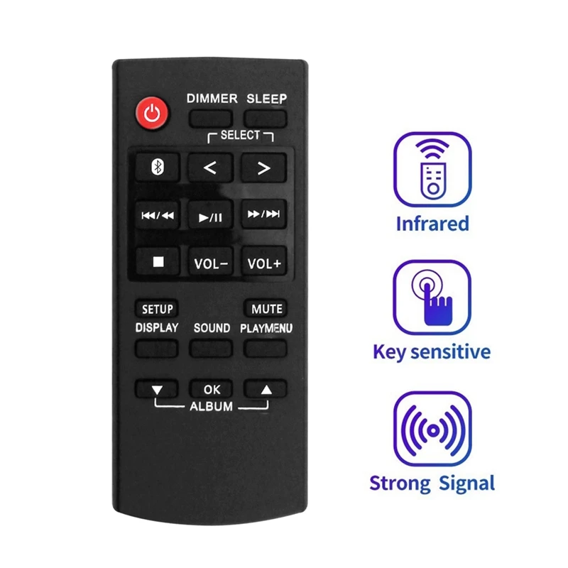 N2QAYB001215 Replace Remote For Panasonic Hifi SA-AKX320E-K SA-AKX320E-W SA-AKX320GN-K SA-AKX320GS-K SA-AKX520E-K Black Plastic