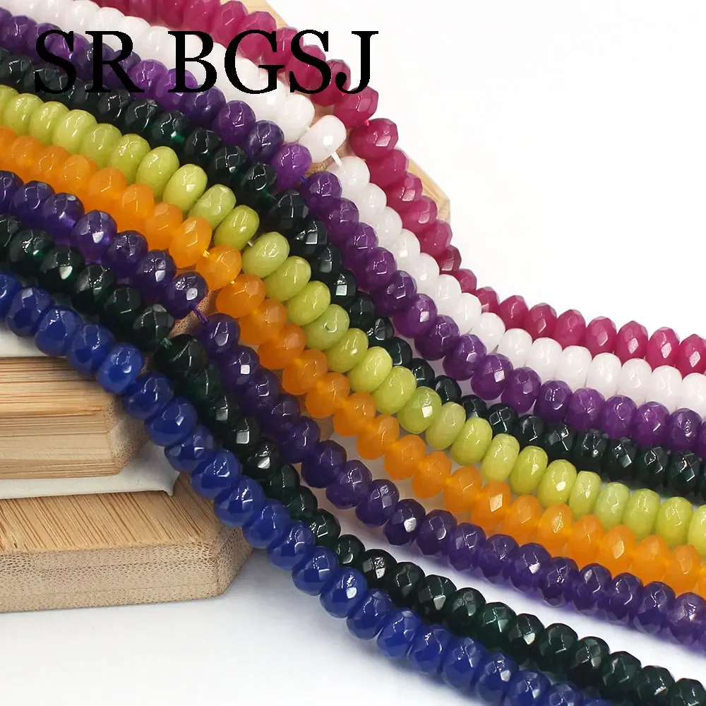 5x8mm 72pcs Jewelry Making Stone Faceted Rondelle Natural Jade  DIY Necklace Bracelet Spacer Beads 15