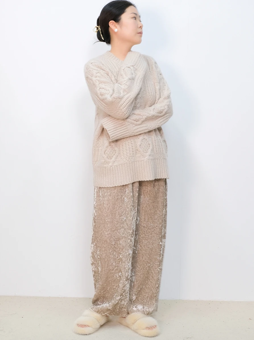 

Женские брюки SK Long Velvet Wide Leg: повседневные, с высокой талией, на резинке, светло-бежевые, весенняя новинка, модные брюки для женщин