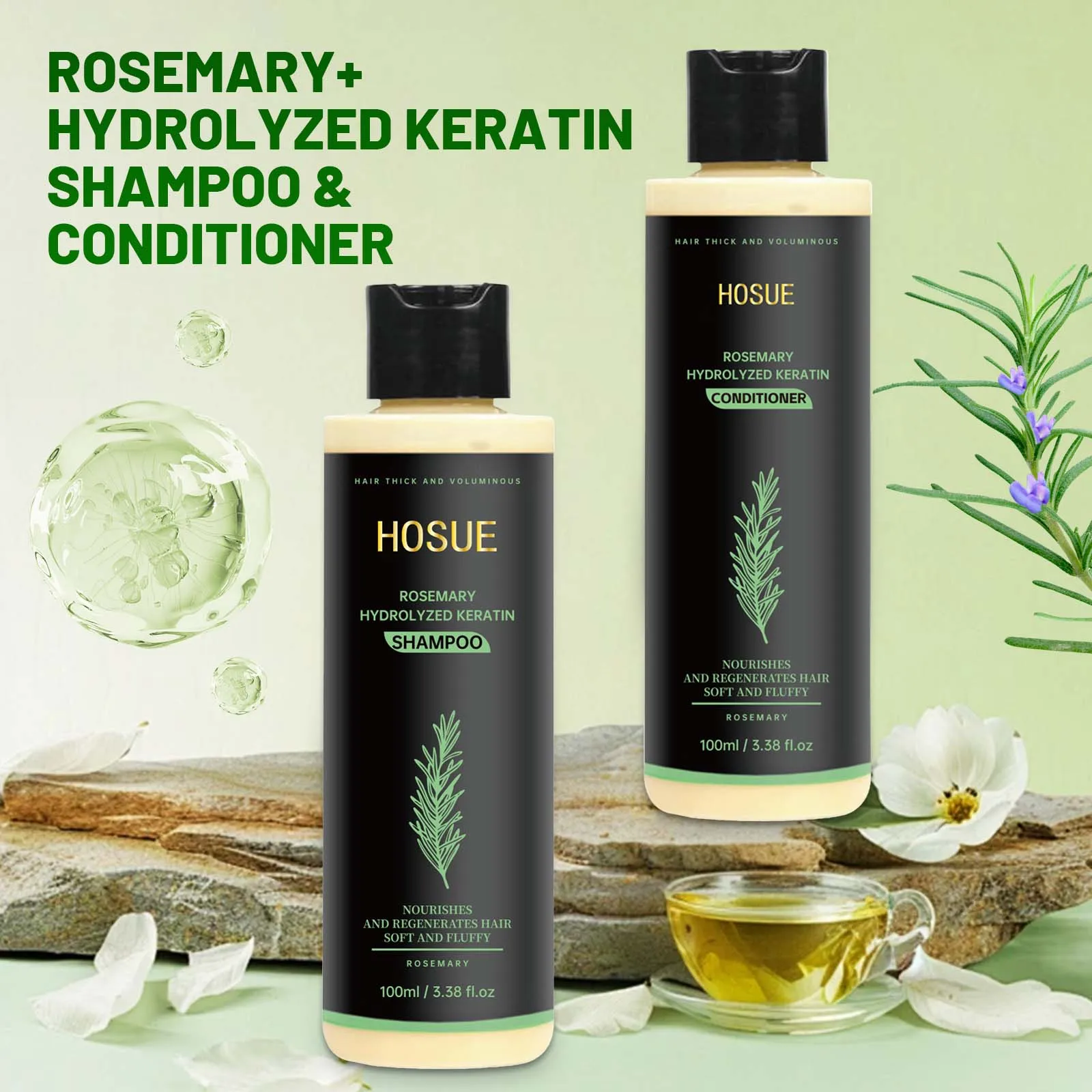 Rosemary Hair Care Shampoo Conditioner Set Gentle Anti-dandruff Oil Control Refreshing Scalp Cleansing Hair Volumizing Care view 4