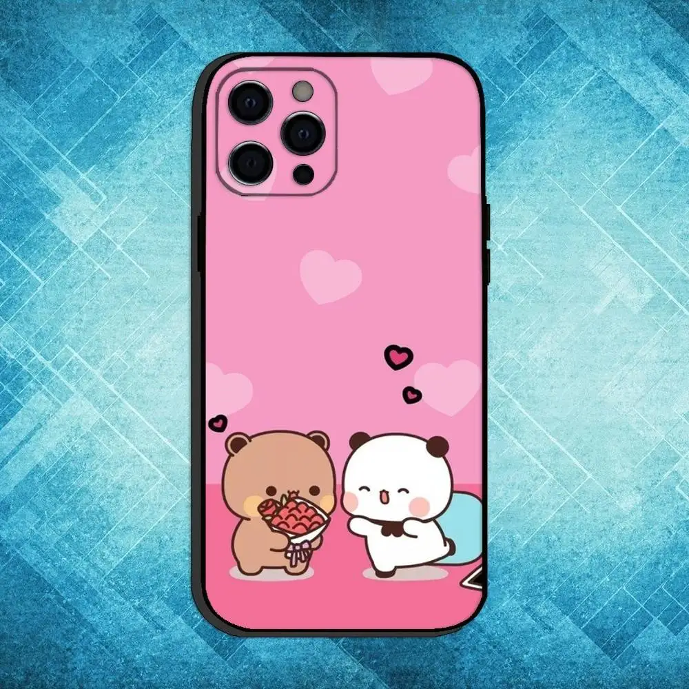 حافظة هاتف لطيفة BuBu D-DuDu لهاتف iPhone17,16,15,14,13,12,11 Plus، Pro Max غطاء أسود ناعم