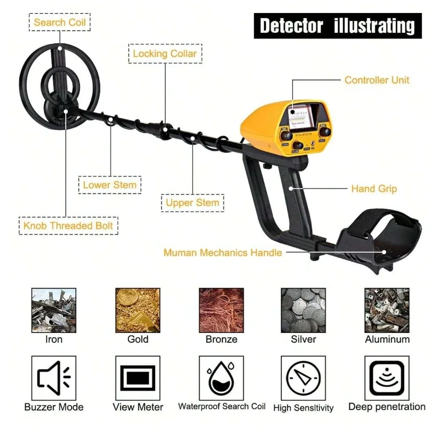 MD5090 Gold Metal Detector Light And Compact Handheld Underground Metal Detector Gold Silver Copper