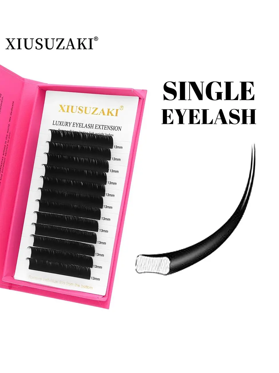 XIUSUZAKI-Elipse cílios planos, pontas divididas, fosco, preto, macio, natural, individual,