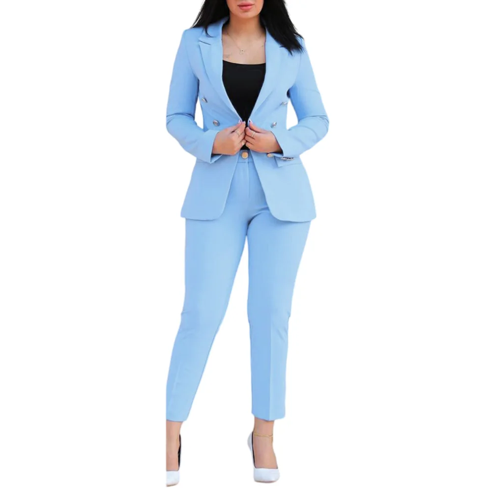 

2 Piece Set Womens Casual Suit New Condition Polyester Fabric Regular Length Rose Red Fashionable Business Look