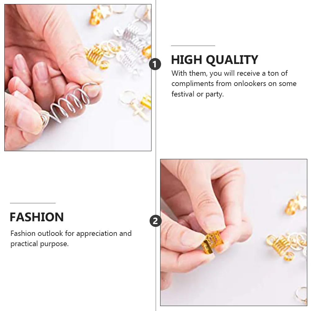 

110 Pcs Hair naments Set Fashionable Metal Accessories Dreadlocks Braiding Rings DIY Hair Tube Braid Decorations