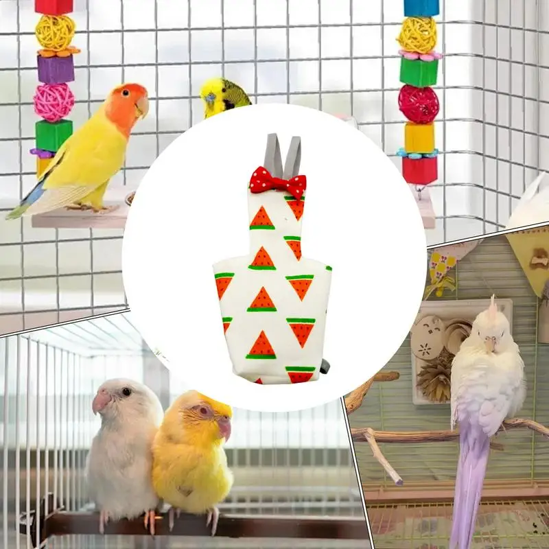 حفاضات الببغاء اللطيفة مع ربطة عنق فواكه ملونة زهور كوكاتيل حمامات صغيرة متوسطة كبيرة الحيوانات الأليفة الطيور بدلة طيران ملابس قابلة للغسل