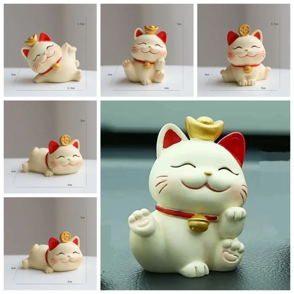 

Shake Head Lucky Cat Car Decoration Waving Arm Cartoon Cat Maneki Neko Ornament Multipurpose Resin Car Fortune Cat Ornament