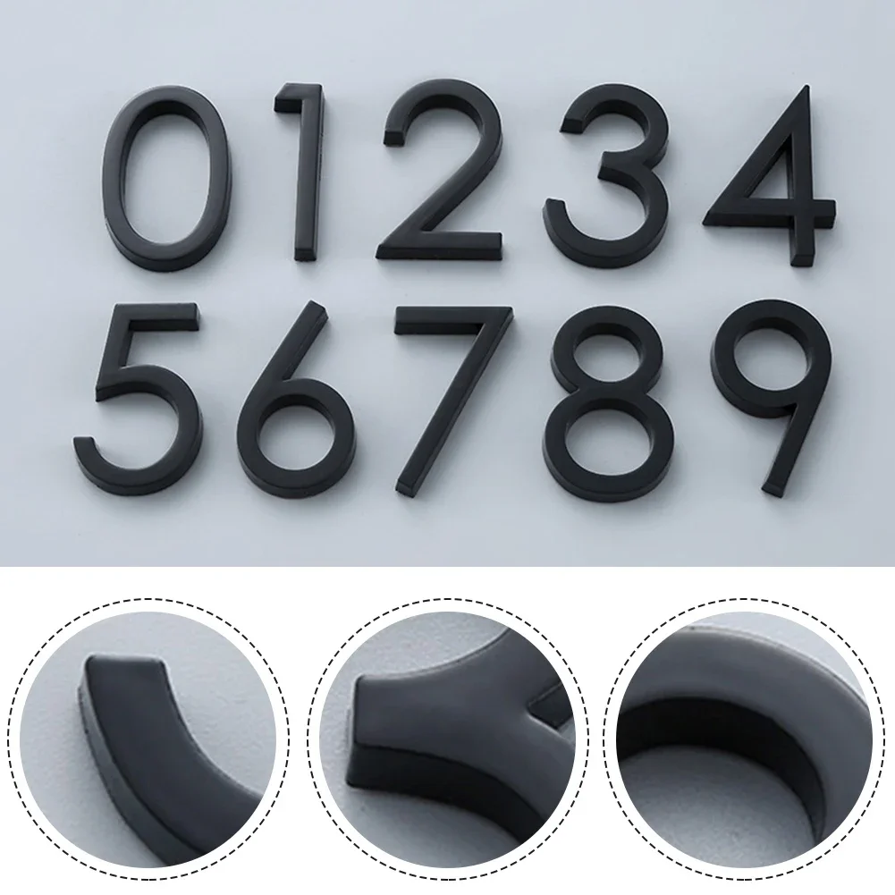 Adhesive Glossy 3D House Number Sticker House Number Plate Sign Outdoor Mailbox Apartment Hotel Room Address Number Home Decor