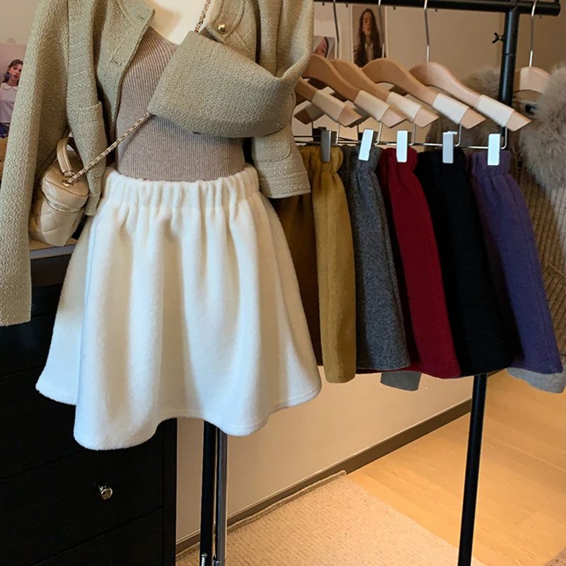 

Korean Casual Mini Skirt Women Autumn Winter Sweet Preppy All Match Skirts Loose Casual High Waist A Line Student Cute Skirt New