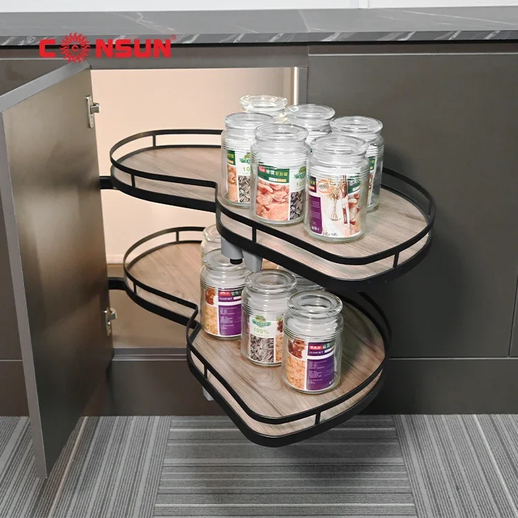 Cabinet Organizer Kitchen Magic Corner Pantry Pull Out Baskets 270 Degree Turntable Shelf Dish Storage