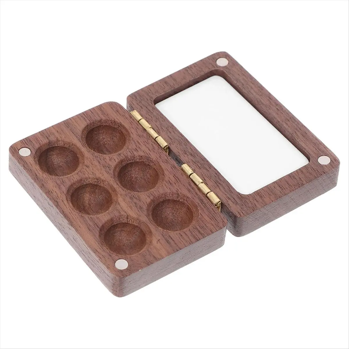 BAAQ Empty Palette 6 Grids Portable Wooden Acrylic Paint Box Wood Palette Tray Travel Palette Black Walnut