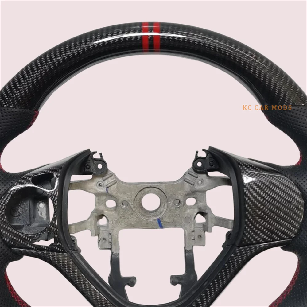Customized Carbon fiber Red stitching Black Leather Steering Wheel Fit Honda Civic 9th 2012 2013 2014 2015 - Image 3