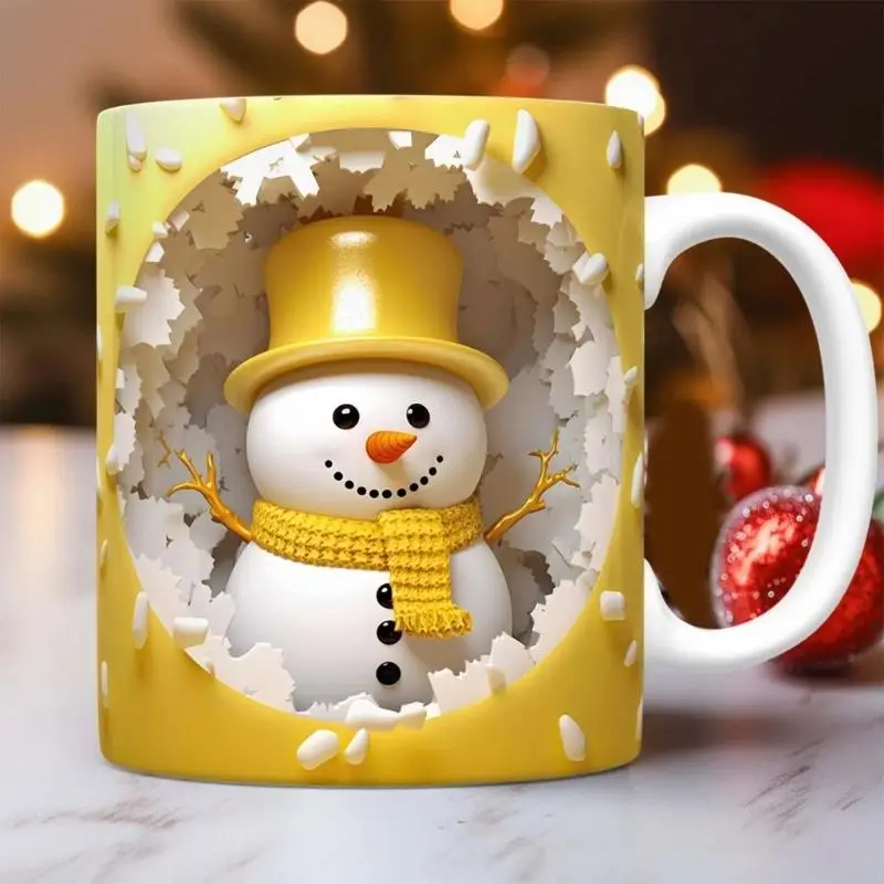 

Snowman Christmas Ceramic Mugs 350ml Heat Resistant Easy Cleaning Holiday Homes Kitchen Essential 87HA