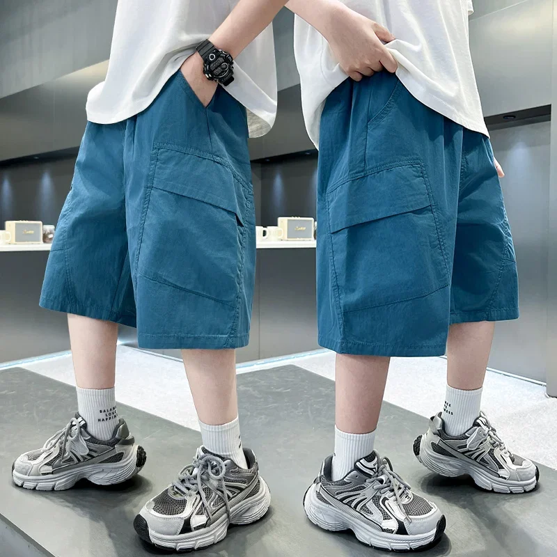 

Boy Cargo Shorts With Pockets Age 5 6 7 8 9 10 11 12 13 14 Years Kids Child Summer Cotton Shorts 2025 New Arrivals Casual Teen