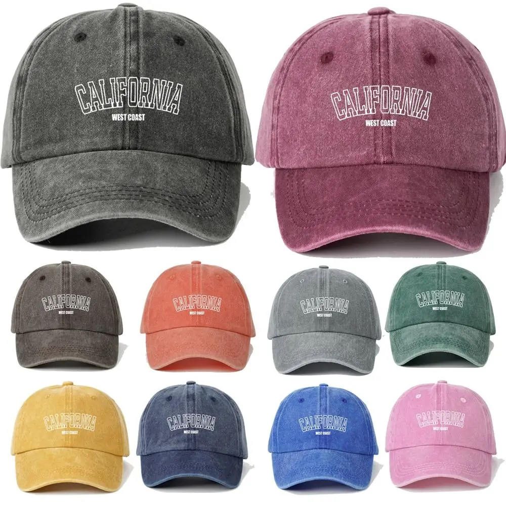 CALIFORNIA Embroidery Baseball Cap Adjustable Cotton Distressed Faded Cap Hip-hop Washed Snapback Baseball Cap