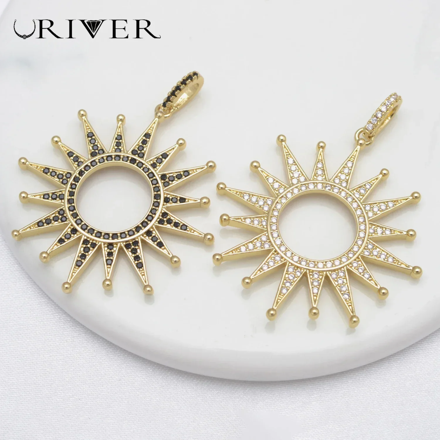 2Pcs Bohemian Style Sun Zirconia Charms for Jewelry Making Supplies DIY Necklace Bracelet Pendant Accessories Material Wholesale