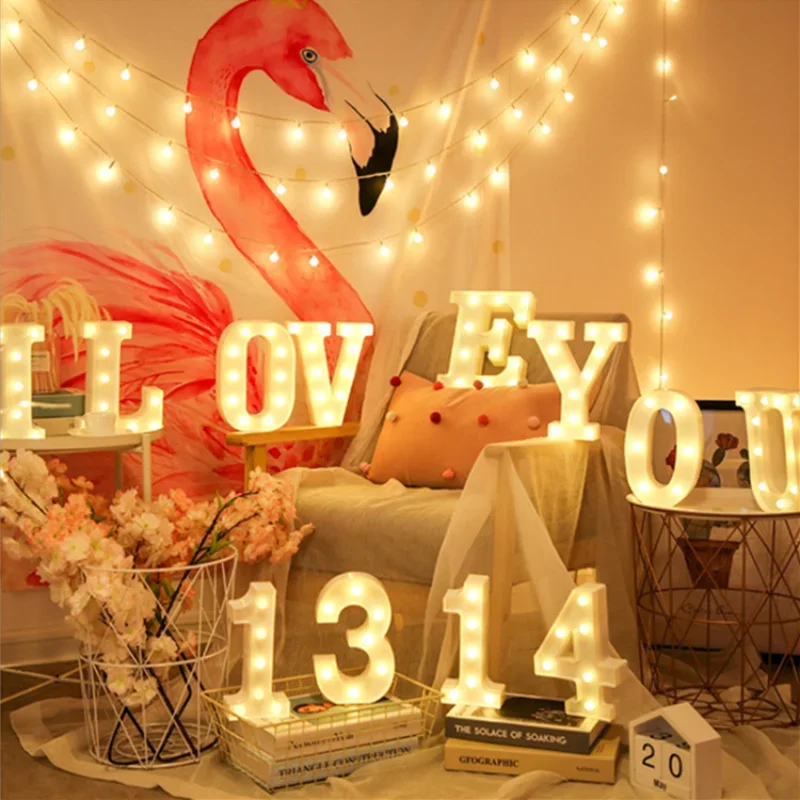 LED Letter Lights DIY Sign Light Up Letters for Night Light Wedding Birthday Proposal Party Christmas Happy Valentine\'s Day