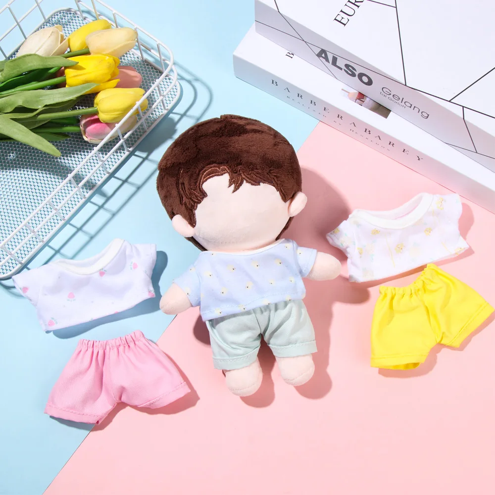 20cm Doll Clothing Outfit Plush Doll's Clothes Shirt Pants Shorts Stuffed Toys Dolls Multicolor Decor For Idol Dolls Accessories