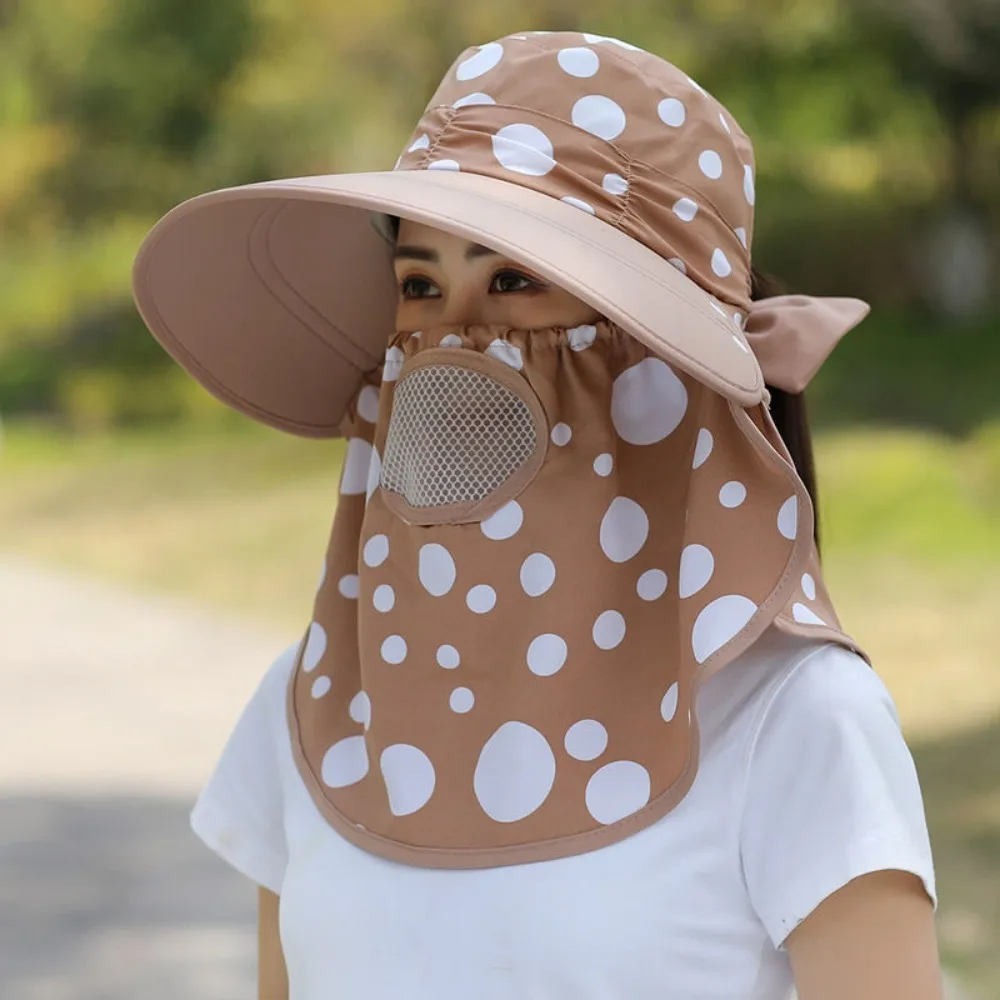 Wide Brim Tea Picking Cap Anti-uv Shawl Agricultural Work Hat Protect Neck Sunscreen and Shading Women's Ponytail Hat