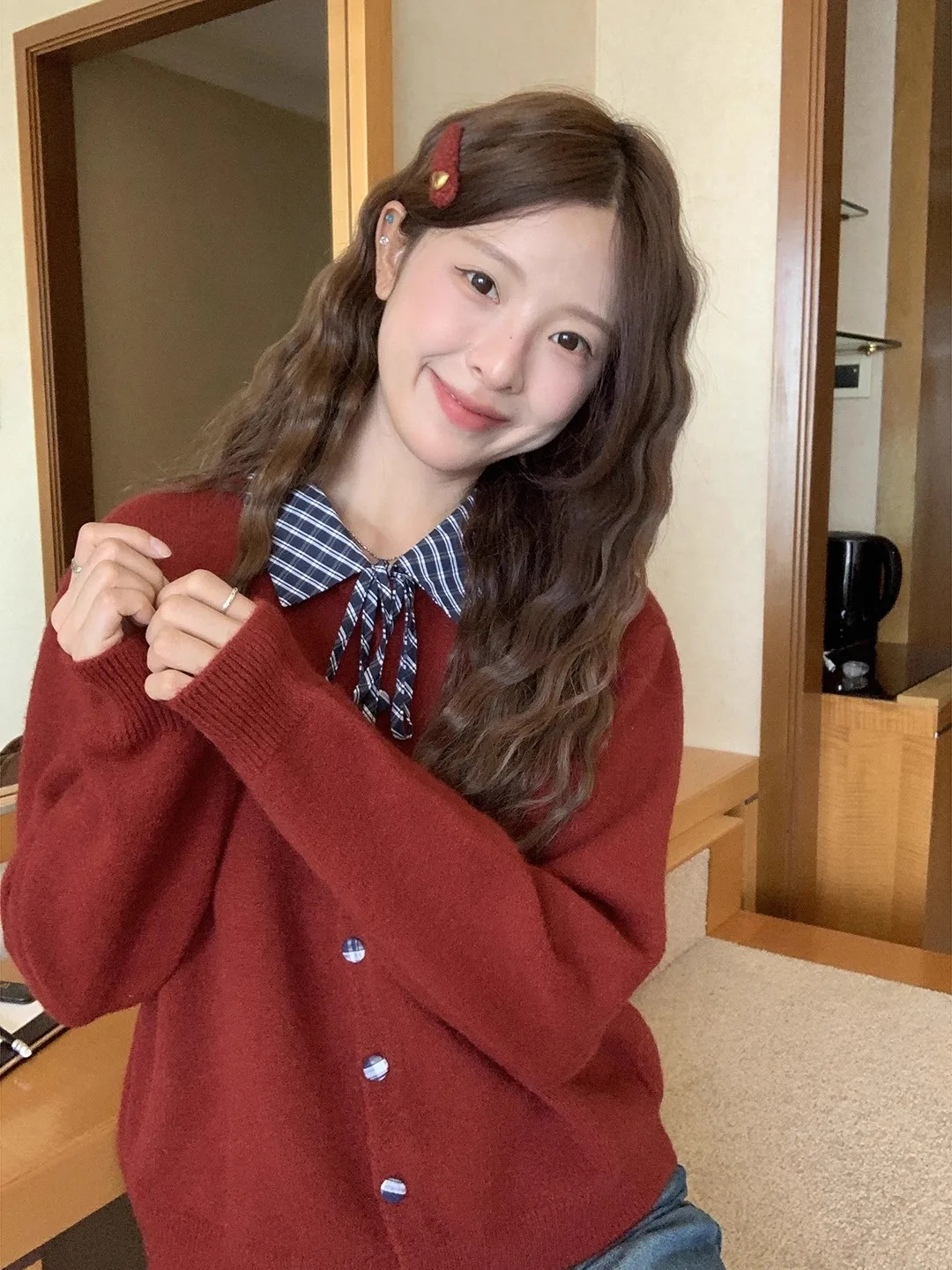 

Korean Elegant Solid Color Sweater Women's Autumn Winter New Turn-down Collar Long Sleeve Single Breasted Loose Knitted Cardigan