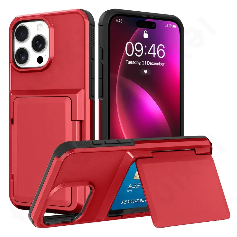 

Чехол для Iphone 16, 15, 14, 13, 12, 11 Pro Max Plus, кошелек, держатель для кредитных карт, слот для удостоверения личности, сверхпрочная защита, противоударный