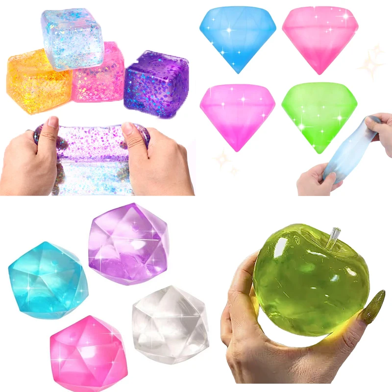 

Maltose Cube Stress Squeeze Toy D ecompression Small Ice Cubes Anti Stress Slow Rebound Polar Light Colorful Squeeze TPR Block