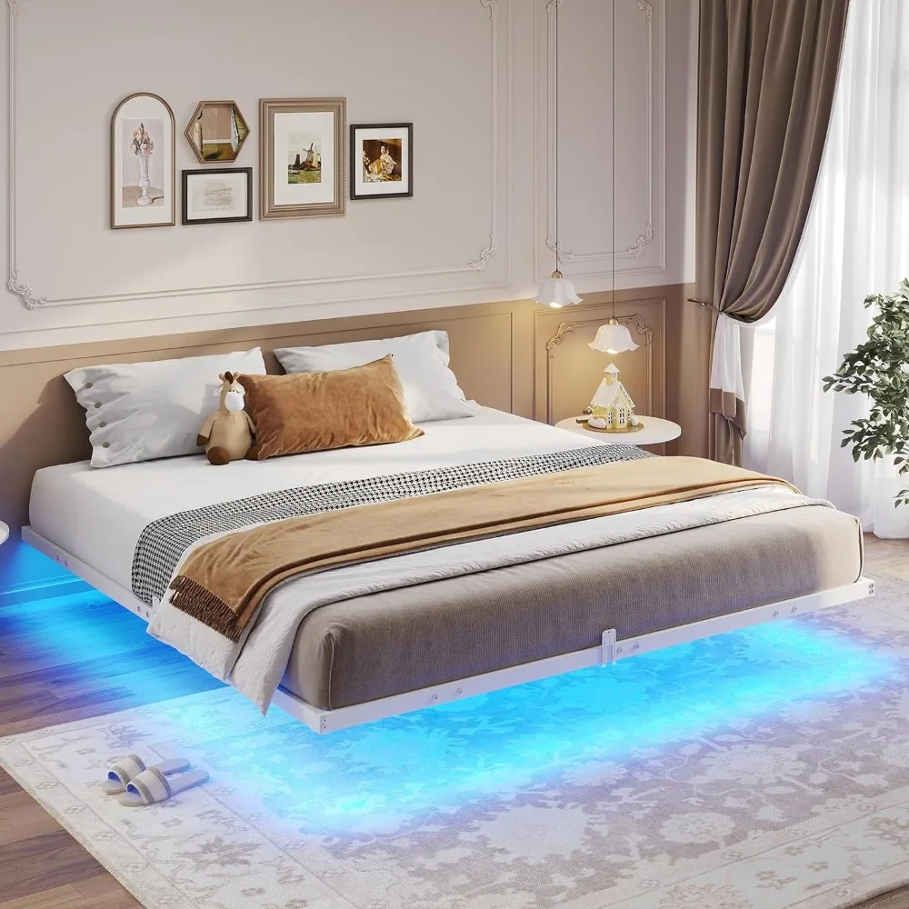 

Floating Bed Frame Full Size with LED Lights, Metal Platform Full Bed, No Box Spring Needed, Easy to Assemble