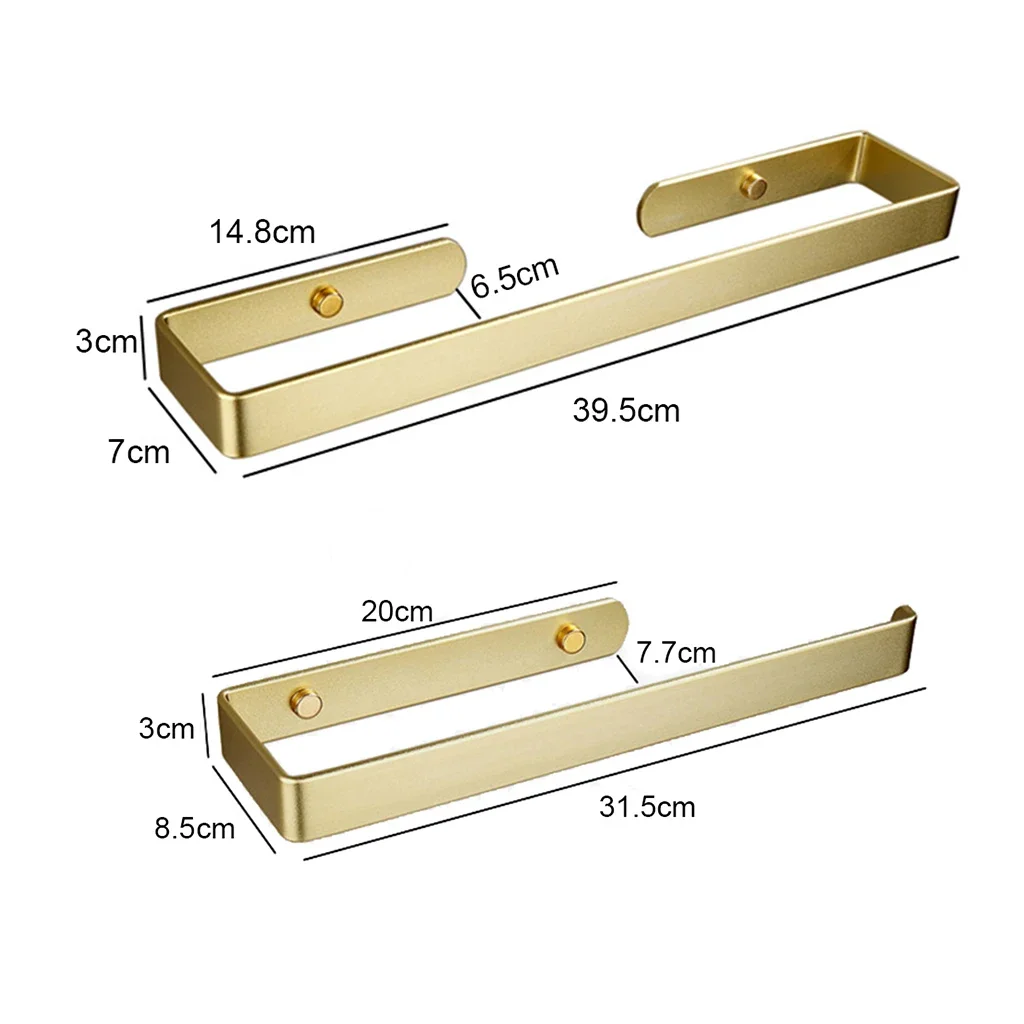 Goldene Bad Handtuch Halter Rack Bar Küche Rolle Papier Handtuch Aufhänger Selbstklebende Lagerung Regal Startseite Organizer Kein Bohrer