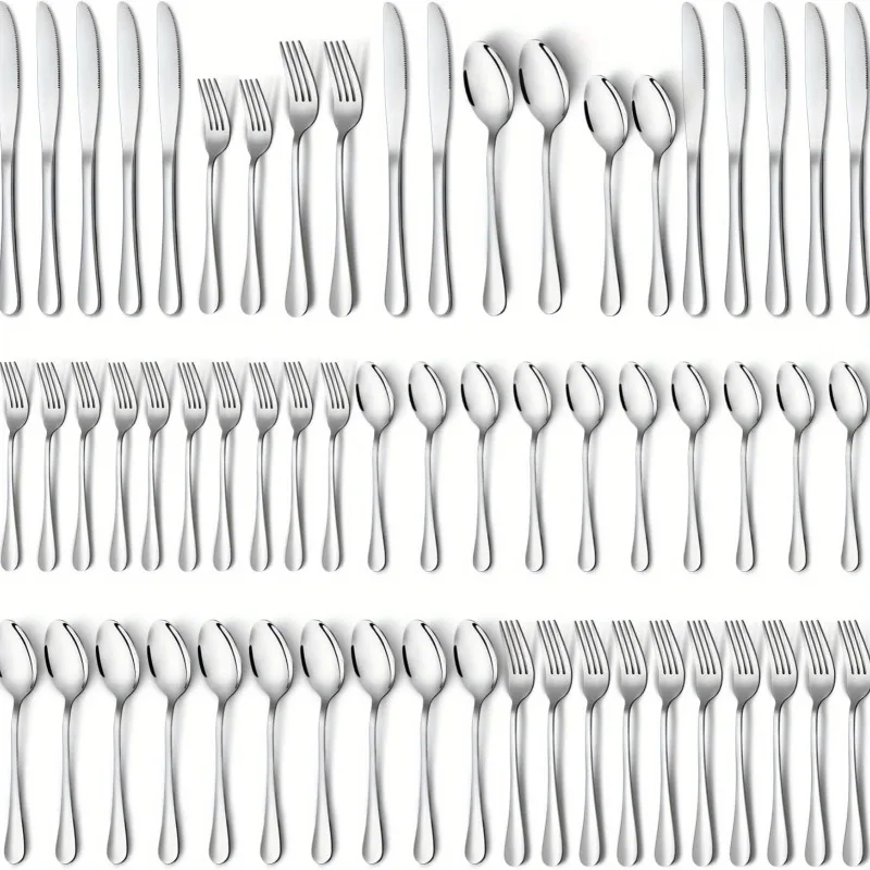 

60 piece silverware set 12, stainless steel tableware set includes forks, knives, spoons, suitable for parties, dishwasher safe