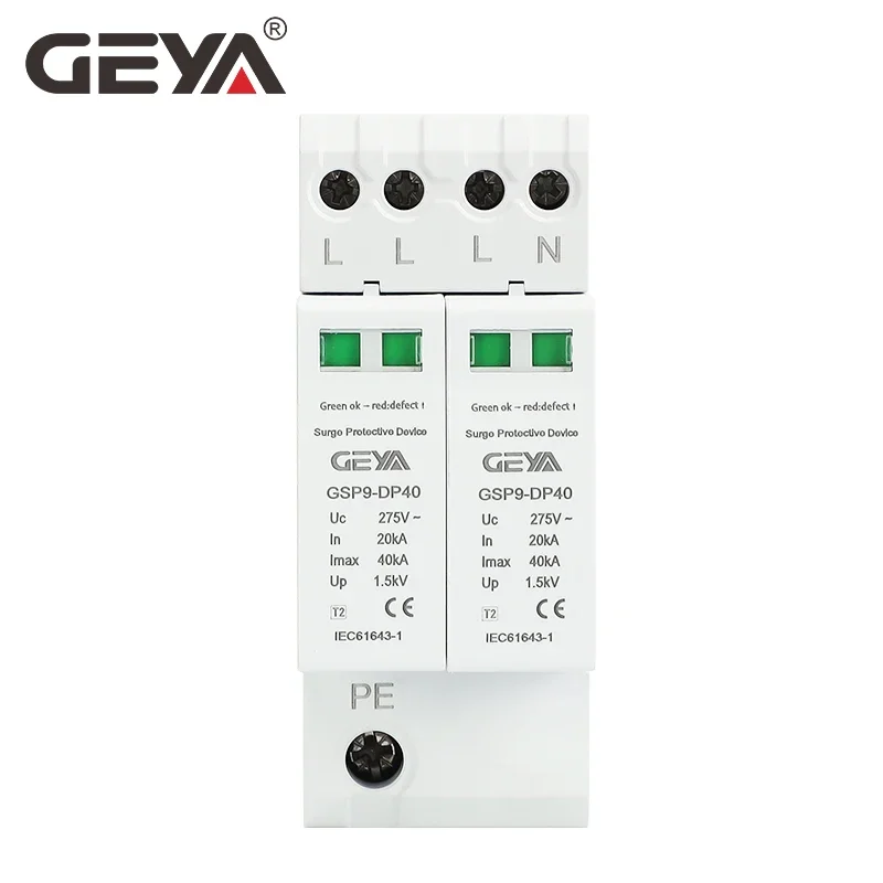 GEYA GSP9 3P+N 36mm SPD 20~40KA Surge Protector Lightning Protection Low-voltage Arrester Device AC275V SPD image 2