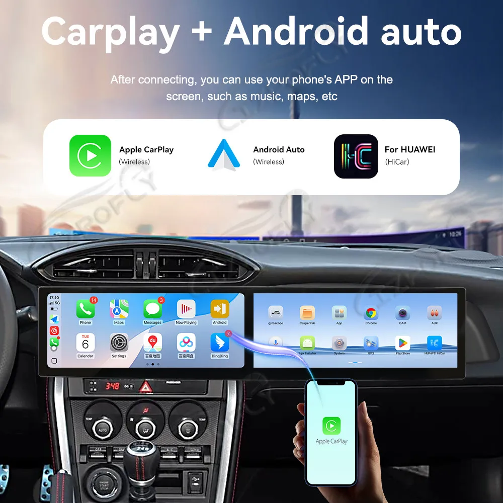 Lizpofly Dual 12.3 Inch Car Radio For Toyota 86 2012–2020 with Wireless Carplay&Android Auto, Touchscreen & GPS Navigation