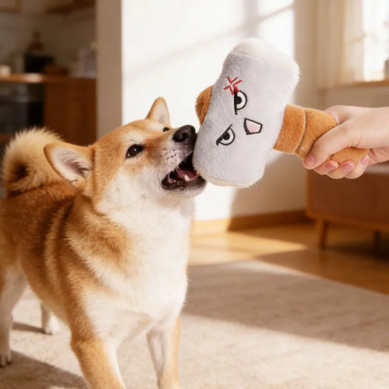 Funny Face Plush Dog Toy Squeaky Interactive Puppy Toys Soft Stuffed Chew Toys for Boredom Relief Self Entertaining Pet Toys - view 2