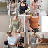Slim Fit Square Collar Vest Pure Color Strap Women's Versatile New Style Spring Summer Inner Wear Outerwear Slimming Top