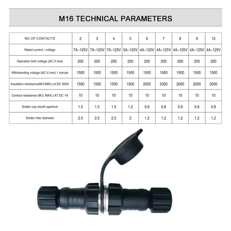 2Pin 3Pin 4Pin 5Pin 6Pin 7Pin 8Pin 9Pin GX16 Waterproof Connector with Dust Cover Hex Nut Even Joint M16 Aviation Plug Socket